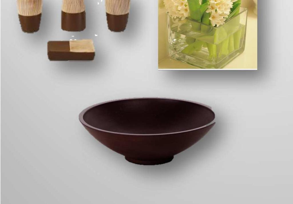 Glass deco bowls 2x wooden