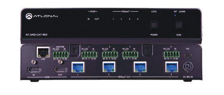 distribution amplifiers 4K/UHD 4-Output HDMI to HDBaseT Extended Distance Distribution Amplifier The Atlona AT-UHD-CAT-4ED is a 4K/UHD HDMI to HDBaseT distribution amplifier featuring pass-through