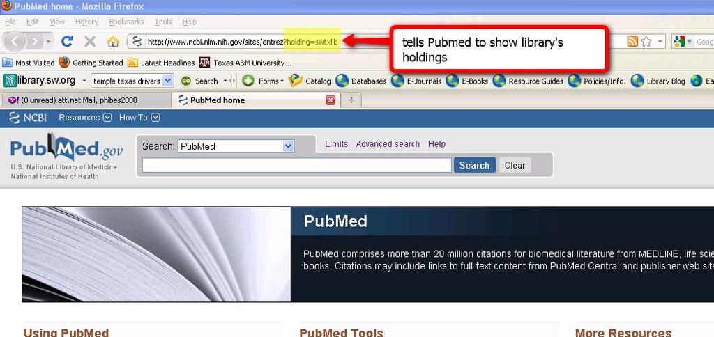 PubMed Shows library subscriptions