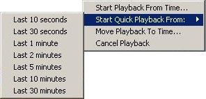 2. Select Start Quick Playback From, and the number of seconds from the current moment from which you want to play back.