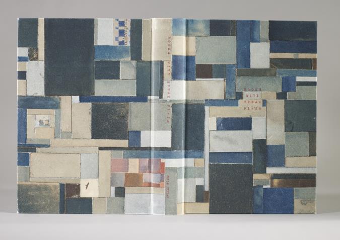 Jeff Nilan Cover is made from a collage of paper and photograph fragments glued to a sheet of Japanese paper, waxed, and used to wrap the boards.