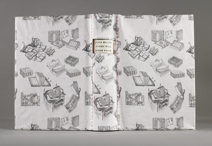Nancy Nitzberg German case binding covered with handmade paste paper, sewn on three cords with added flyleaves at the front and back, two-color linen endbands, edges trimmed at the top and bottom,