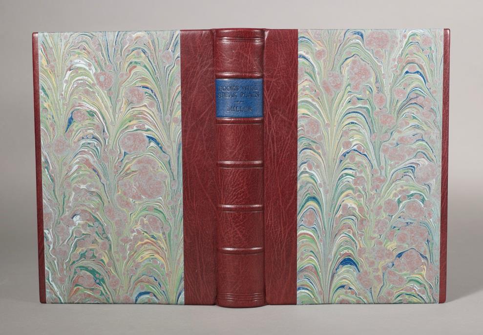 Anna Embree Half-leather case binding with marbled paper sides, false raised bands, sewn silk endbands, blind tooling, leather label.
