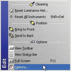 sound or animation in ColorFacts, or to set the units for the displayed luminance. Displaying the Options Dialog 1. Click Edit Options on the Menu bar. The Options Dialog will appear. 2.