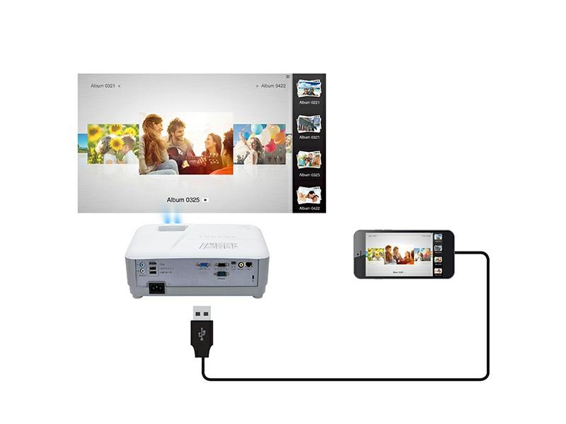 Mobile Screen Mirroring Content from smart devices can be mirrored instantly via USB cable connection for delivering presentations directly from your own device. *Android 5.
