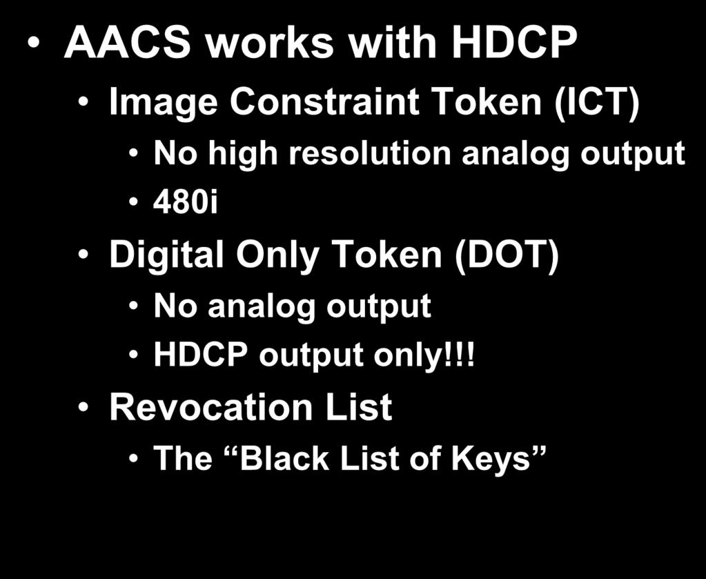 analog output HDCP output only!