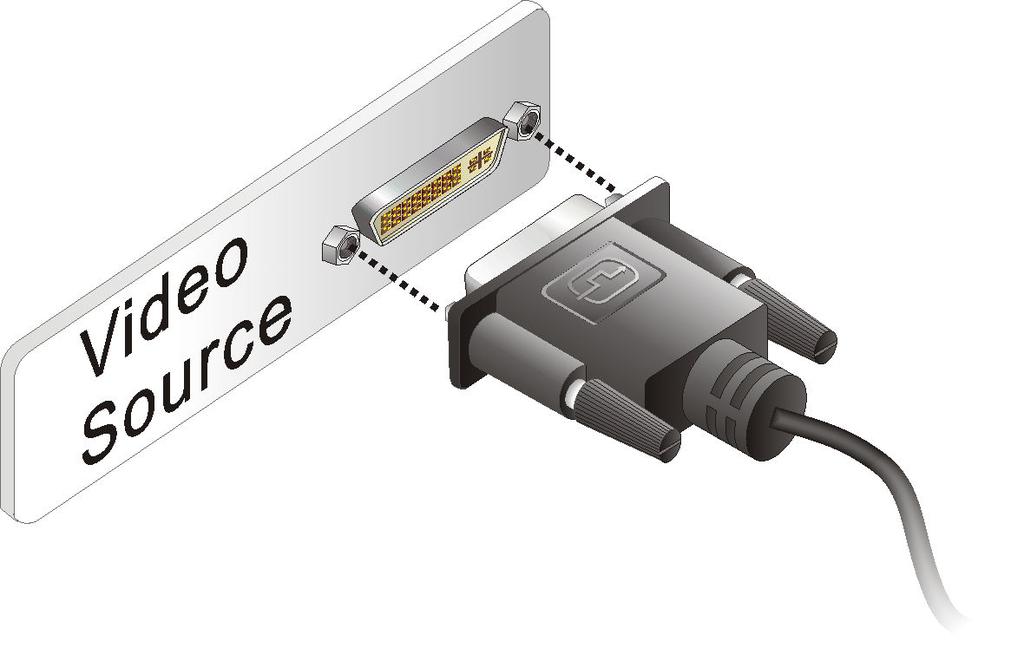 Step 1: Attach the DVI cable to the video source. Figure 3-5: Video Source Step 2: Attach the video cable to the ivw-fd122.step 0: Figure 3-6: ivw-fd122 Video Input 3.5.2 Connect the ivw-fd122 to the Power Supply Connect the included PSU into an AC power supply then connect the PSU to the ivw-fd122.