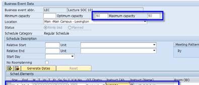 On Screen 3 input course capacity, meeting times, days, instructor and room and