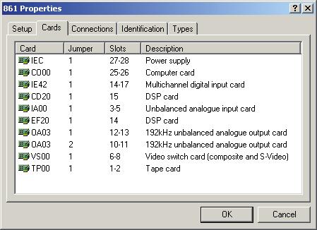 setting: This shows a list of the installed cards: Displaying information about the cards In the