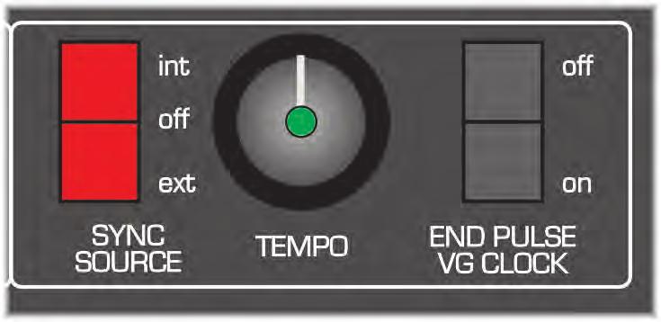 Analogue Solutions Generator Manual Sync Source Switch INT(ernal) Uses the internal clock as a sync source Centre is OFF EXT(ternal) The clock signal patched into the Clock In jack is used as a sync