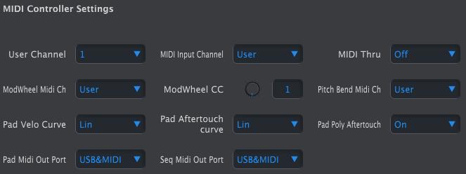 14.7. Device Settings All of the Device Settings are contained within this window. To view them within the MIDI Control Center, use the scroll bar on the right side of the window. 14.7.1. MIDI