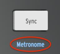8.6. Metronome (Shift + Sync) Shift + Sync toggles the metronome Under the Sync button is the word "Metronome".