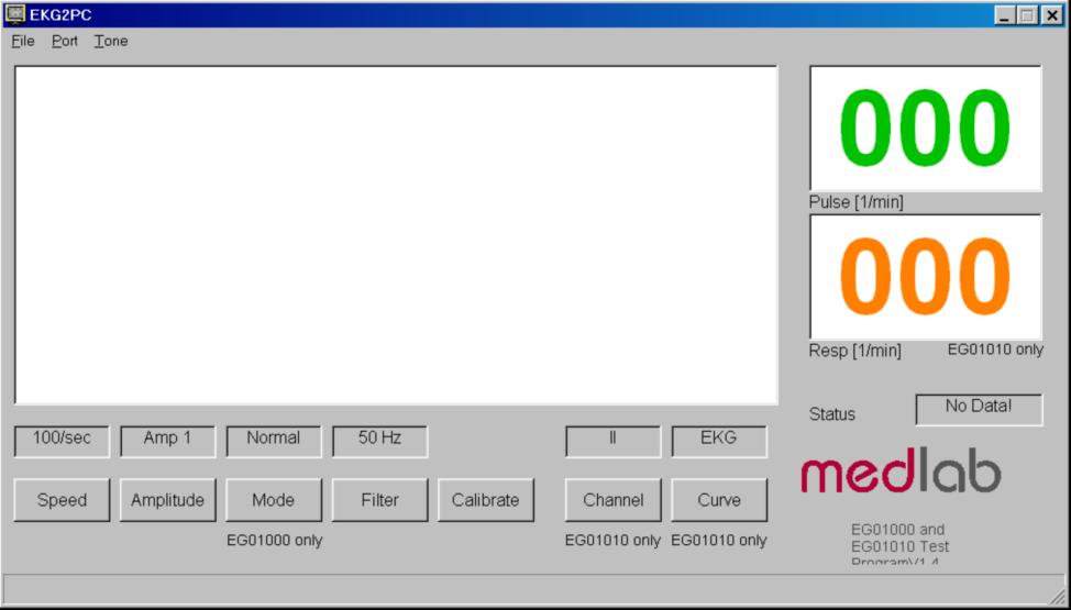 Test Program For easy integration of the module into medical systems, a test software has been made available. The EG01000 can be connected directly to a PC, the received data is shown on the screen.