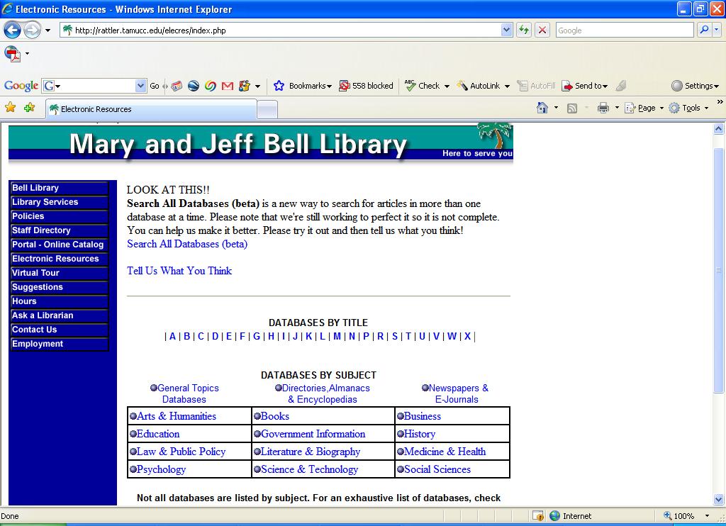 Databases Bell Library provides access to about 190 databases.