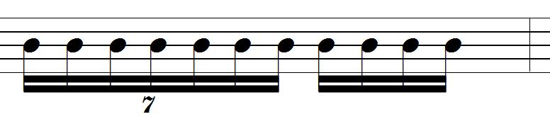 A Last bit about note values - using TUPLETS If a beat is divided into an unusual number of smaller notes, a bracket or little number is used to alert the performer. 7 in the time of 4. A septuplet.