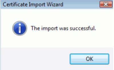 When importing is finished, the The import was successful.