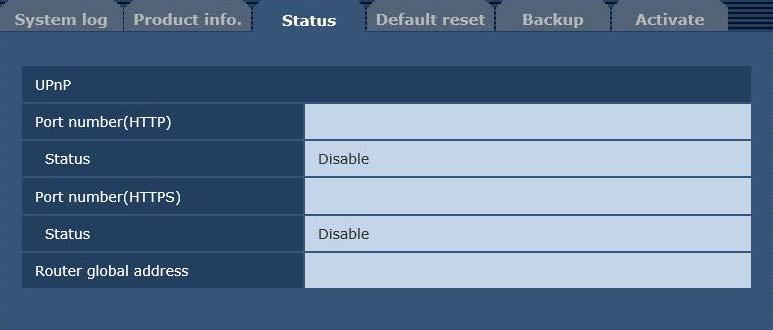Web screen configurations (continued) Status confirmation screen [Status] Confirm the status of the unit.