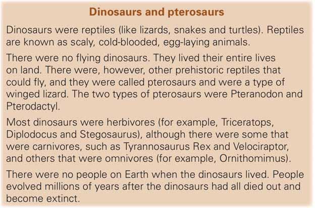 Unit 23 Cool comprehension and groovy grammar English Comprehension: dinosaurs and