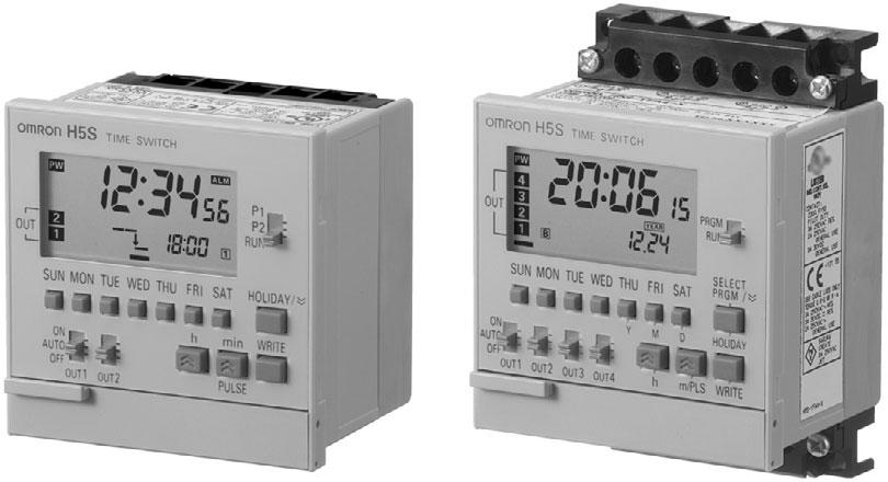 Digital Time Switch H5S Easier, More Convenient Time Switches, with New 4-circuit Output and Yearly Models in Addition to 2-circuit Weekly Models Independent Day Keys provide easier operation.