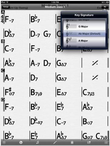 MISCELLANEOUS MUSIC APPS: ireal Pro ($8, ios and Android) - (chord changes only) - very vesicle - play-along