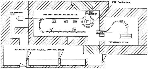 The first proposal concerned a 30 MeV cyclotron and a proton linac running at the same 3 GHz frequency used by the electron linacs employed in conventional radiotherapy (Fig. 2).