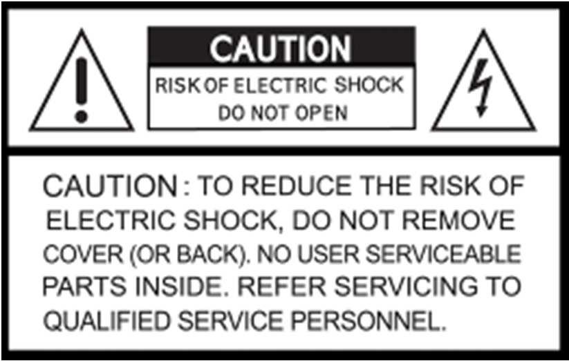 WARNING TO REDUCE THE RISK OF FIRE OR ELECTRIC SHOCK, DO NOT EXPOSE THIS APPLIANCE TO RAIN OR MOIS- TURE.