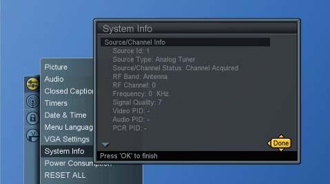 System Info Display system info. 1. Press the MENU button to display the main menu. 2.