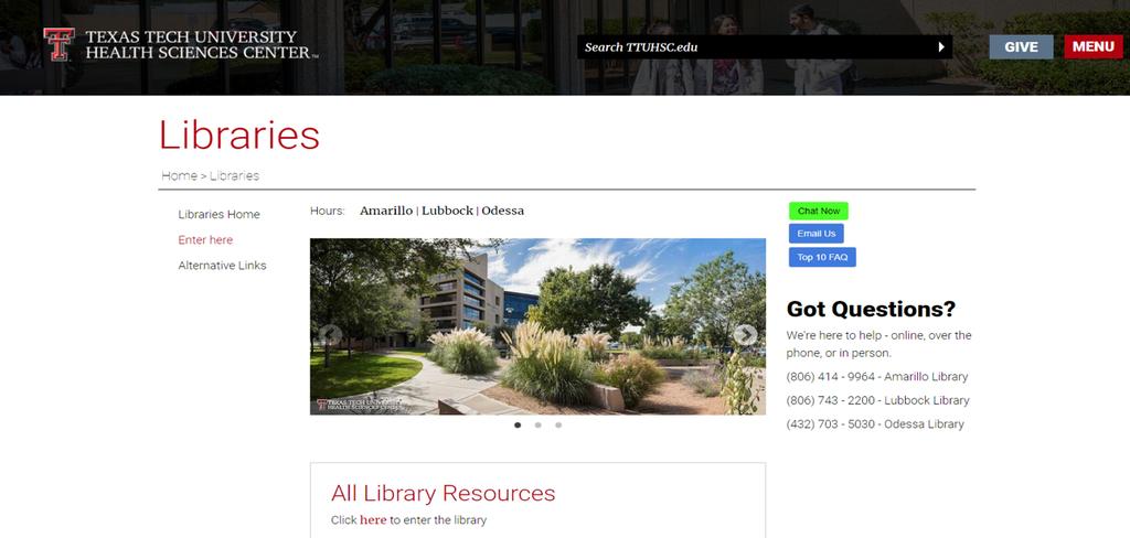 TTUHSC Libraries Website Always start with