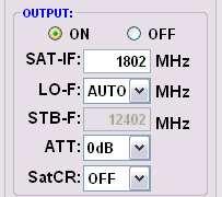 2 Output parameters SAT IF > SAT IF frequency output frequency When using the TSM SAB 09 filter, the pre-programmed output
