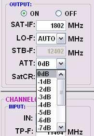STB-F > Set-top box frequency The frequency to be programmed on the receiver is shown at STB-F ATT > Reducing the output level ATT allows the reduction of the transponder s output level, in order to