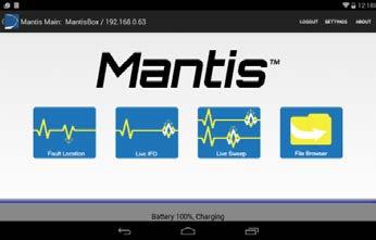 Android User Interface This section of the manual provides a preview of the Mantis Android interface and shows screenshots of some available screens used.