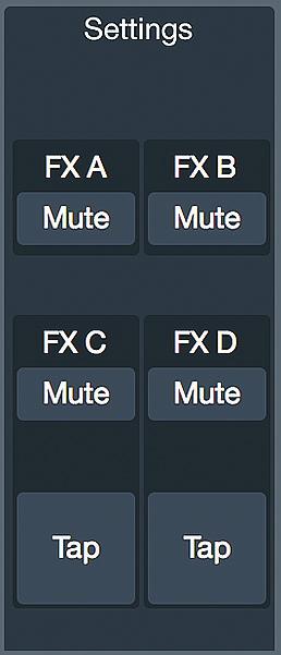 Selects the associated Mix master and brings up the Fat Channel. Mix selection buttons Solo Main Mix Select button Mute FX Mix selection buttons GEQ or FX Edit.