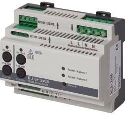 Components and options SU S + 2 x 6 A Switching unit SU S + 2 x 6 A Hybrid operation of maintained light, non-maintained light and switched maintained light per module can be programmed with no