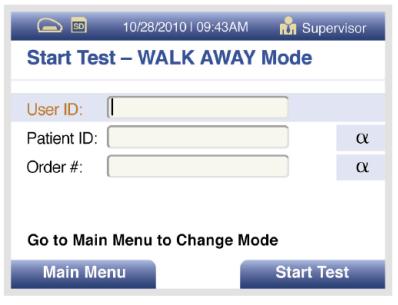 RUN TEST 1. Input the User ID using the handheld barcode scanner or manually enter the data using the key pad. 3.