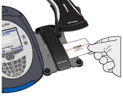 Input the Patient ID and/or Order # using the handheld barcode scanner or manually enter the data using the key pad. 4.
