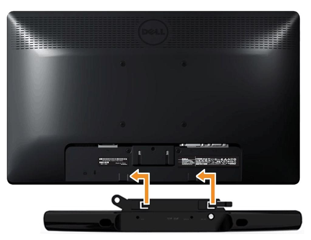CAUTION: Do not use with any device other than the Dell Soundbar. To attach the soundbar: 1.