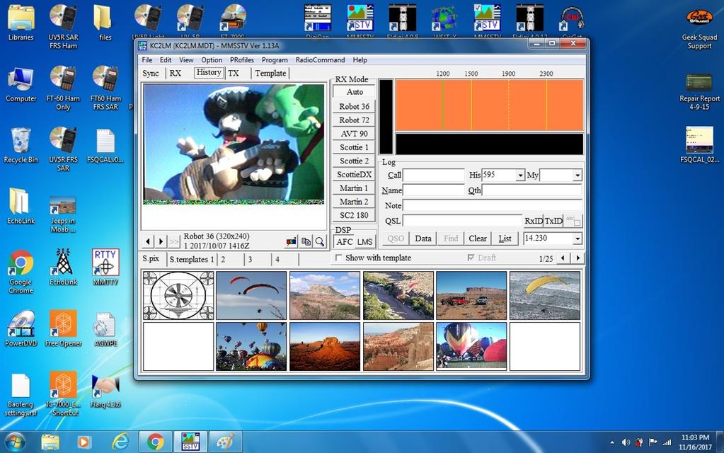 MMSSTV - Receiving Images Click on Auto to have the computer select the SSTV mode. To Receive an Image 1. Listen patiently for the distinctive sound of SSTV on one of the SSTV frequencies. 2.