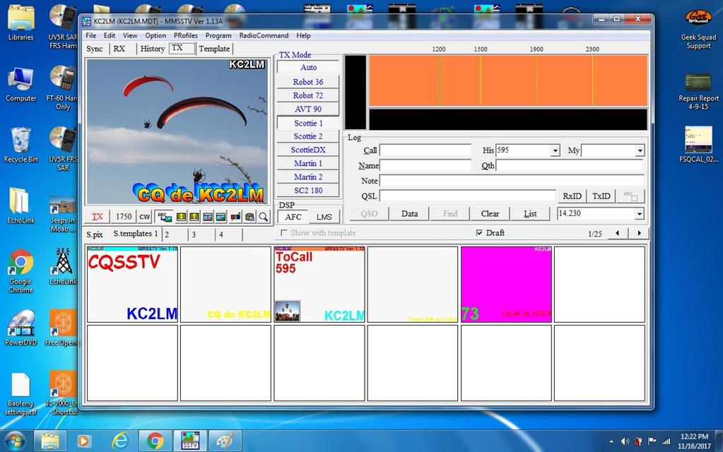 MMSSTV Software - Transmit Your Pictures 1. Toggle between the S.Pix and the S.