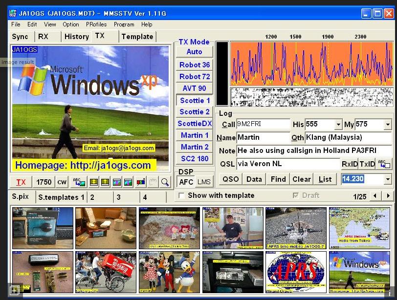 SSTV MMSSTV Soft ware Viewing Panel Mode Selection - Put cursor on any mode & Rt Click for more options Tuning Scope * B/W 8 used