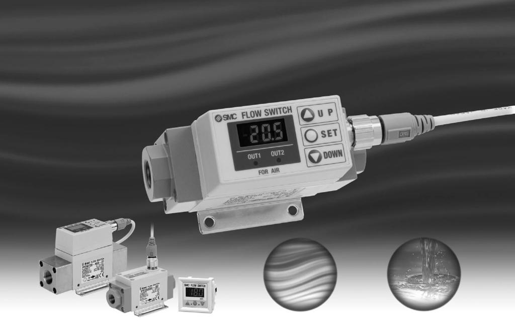 Flow rate setting and monitoring are possible with the digital display. Two types are available: Integrated and Remote type. Three types of output: Switch, accumulated pulse, and analog outputs.