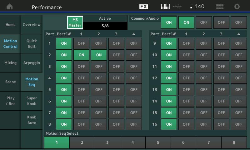 (uencer) From the uencer display you can set parameters related to uencer for multiple Parts.