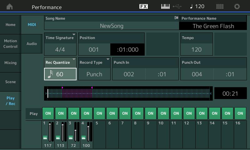 Store Tempo Changes the Song tempo to the currently selected Tempo. This parameter is not available during: New recording (No previously recorded Song data.