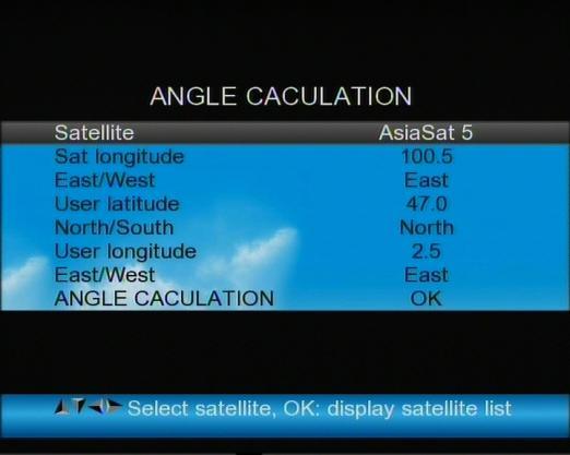 7. ANGLE CALCULATION Press OK on Angle Calculation then the following window appears.