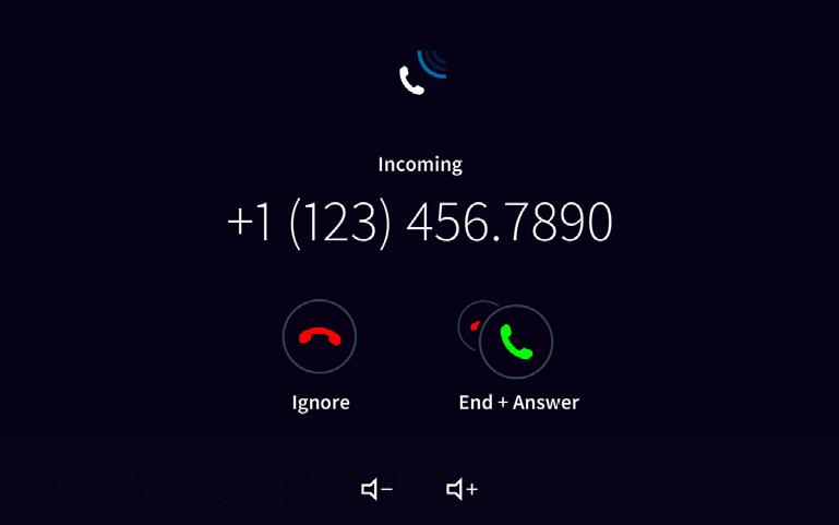 Tap Answer t answer the call r Ignre t ignre the call. During a Call 1.