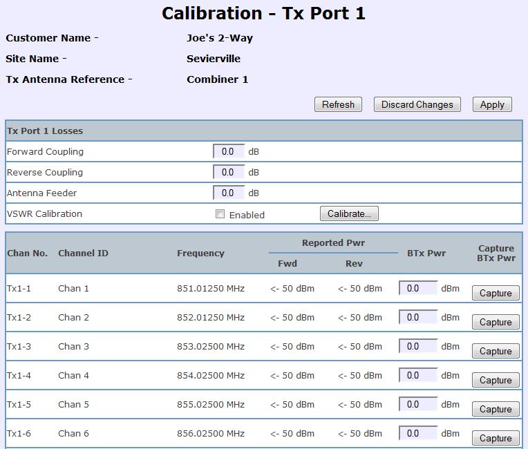 The above screen shot contains all the necessary fields for the calibration process.