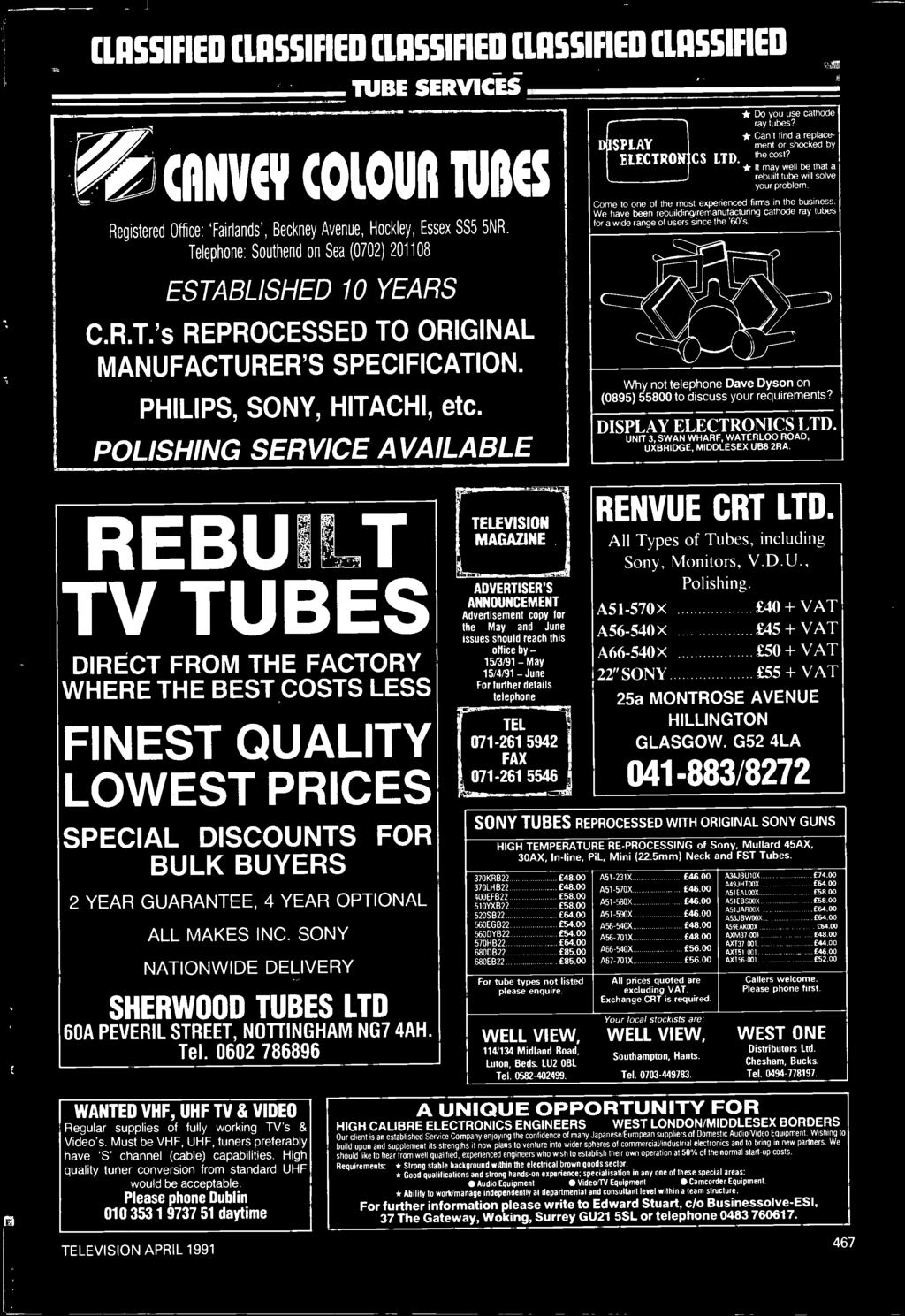 * It may welt be that a rebuilt tube will solve your problem. Come to one of the most experienced firms in the business.