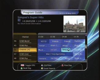 Event Scheduled Recording via EPG : In the EPG menu screen, you can choose the event you wish to schedule or record.