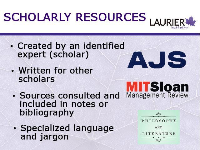 A scholarly resource will be created by an export or scholar on the topic and the author will be clearly identified.
