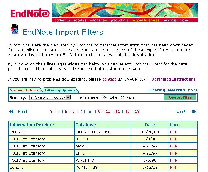 Import Filters These records can then be imported into EndNote (see below), Reference Manager or ProCite using an import filter for Emerald available from ISI ResearchSoft: EndNote: http://www.