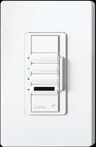 presets plus full on/off and raise/lower Tap dimmer on to favorite level; tap off; tap dimmer twice for full on Touch rocker to adjust light level Delayed off provides light as you exit the room Line